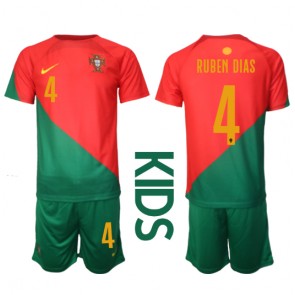 Portugal Ruben Dias #4 kläder Barn VM 2022 Hemmatröja Kortärmad (+ korta byxor)